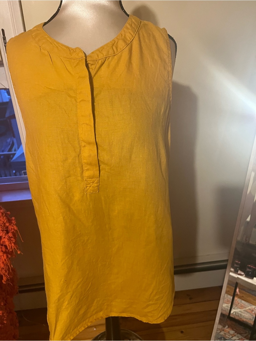 ELLEN TRACY MUSTARD YELLOW 100%LINEN TUNIC
